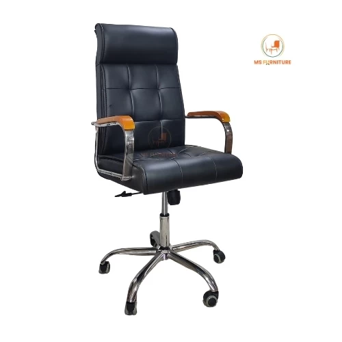 Premium Black Artificial Leather Office Swivel Chair-M159