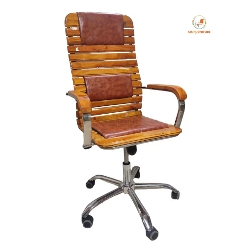 Mahogany Wooden Office Swivel Chair-SS Frame-China mechanism-M01W