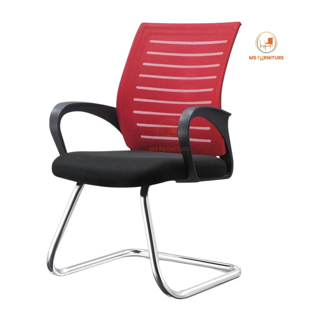 Office Visitor Chair | Fixed Chair | Breathable Mesh Chair With SS Base - M50